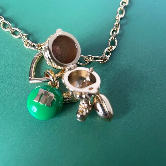 Kate Spade M&M Statement Necklace Green Peanut Pendant Novelty Box Gift - Picture 7 of 11